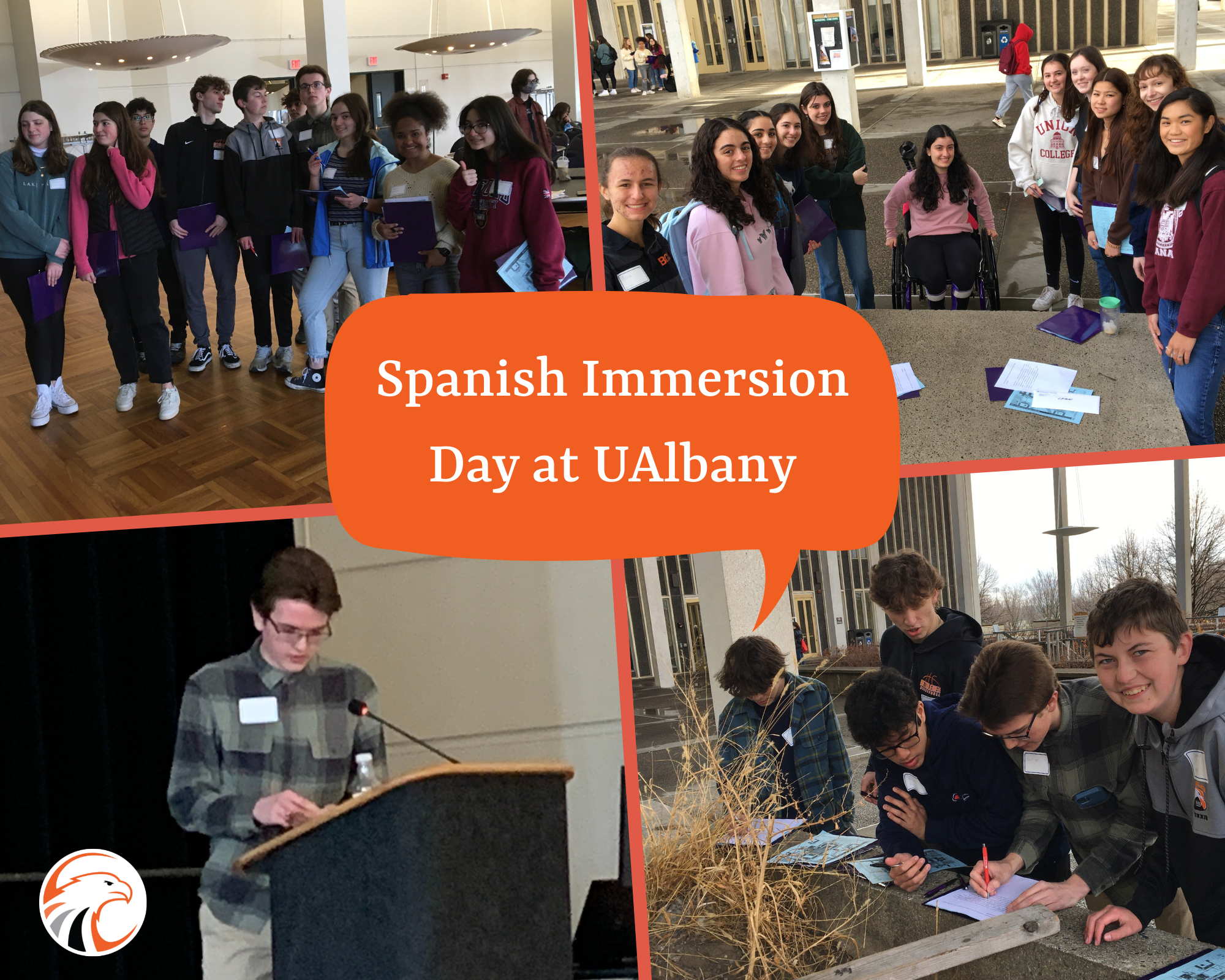 photo collage of students visiting UAlbany