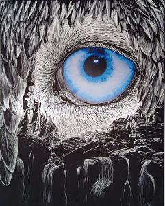 large blue eye owl
