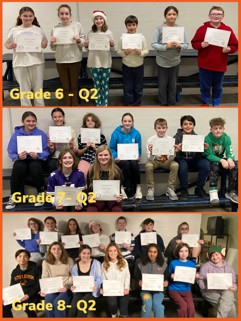 photo collage character award winners for second quarter