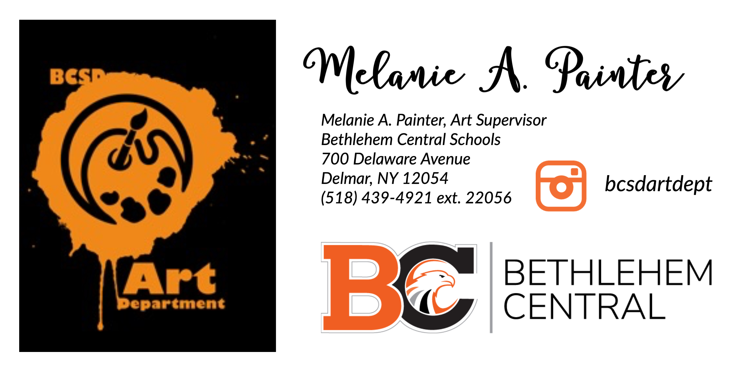 Melanie A. Painter, Art Supervisor, Bethlehem Central Schools, 700 Delaware Avenue, Delmar, New York 12054