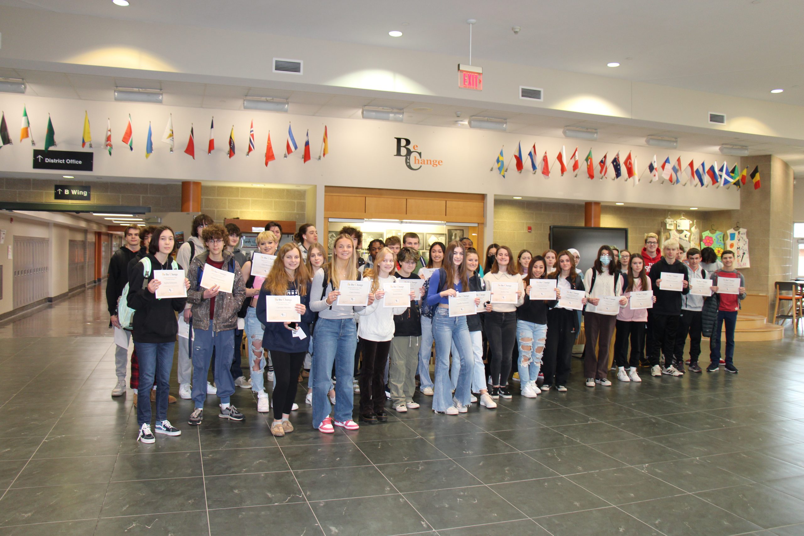 Group photo of all of the January and February 2023 Be the Change recipients.