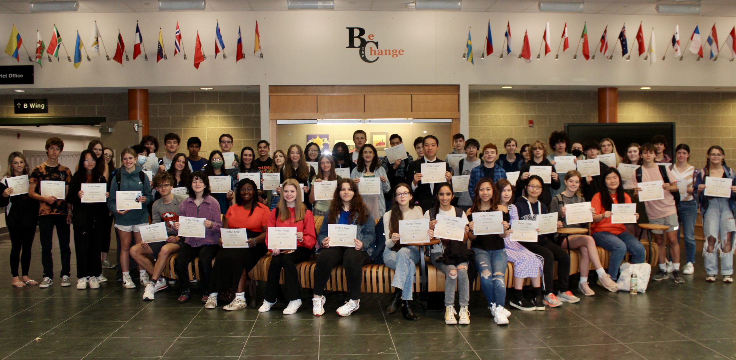 Group photograph of the March, April and May 2023 Be the Change Award Recipients