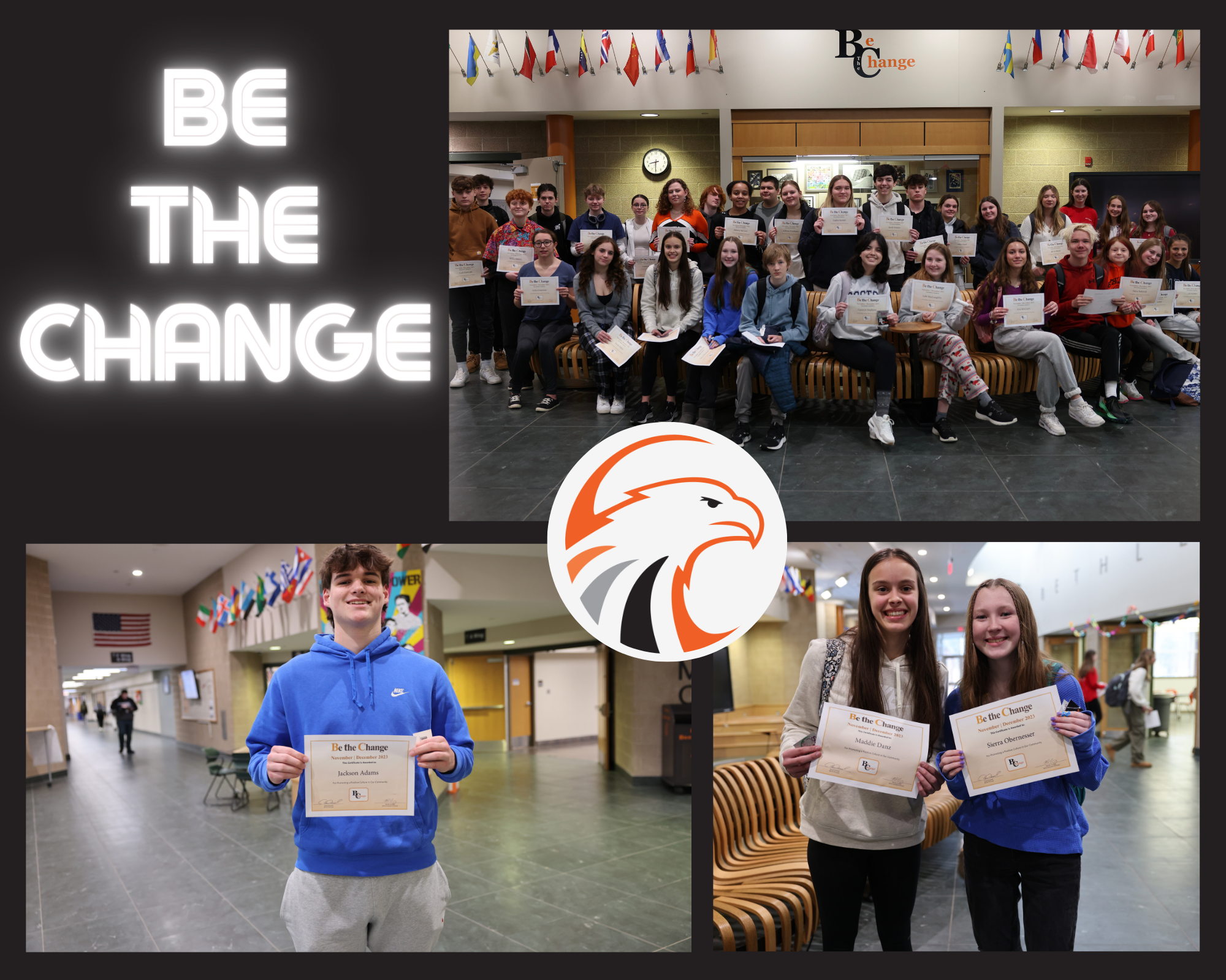 Photo collage of the November and December Be the Change recipients