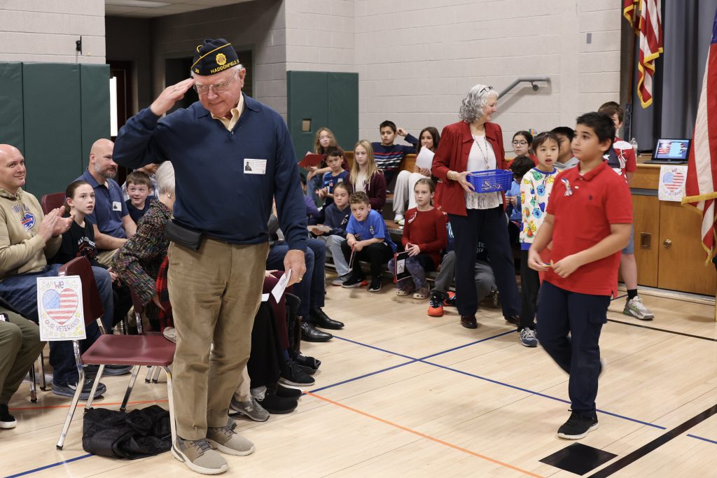 veteran salutes students