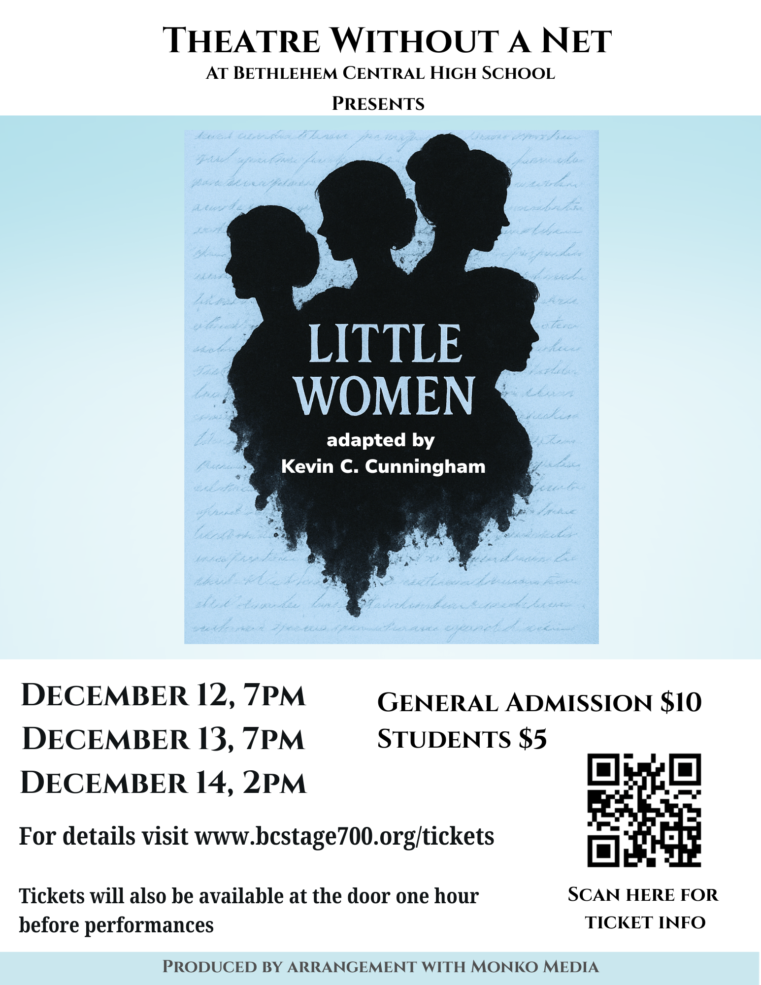 Image of flyer advertising Little Women at BCHS Dec.12-14