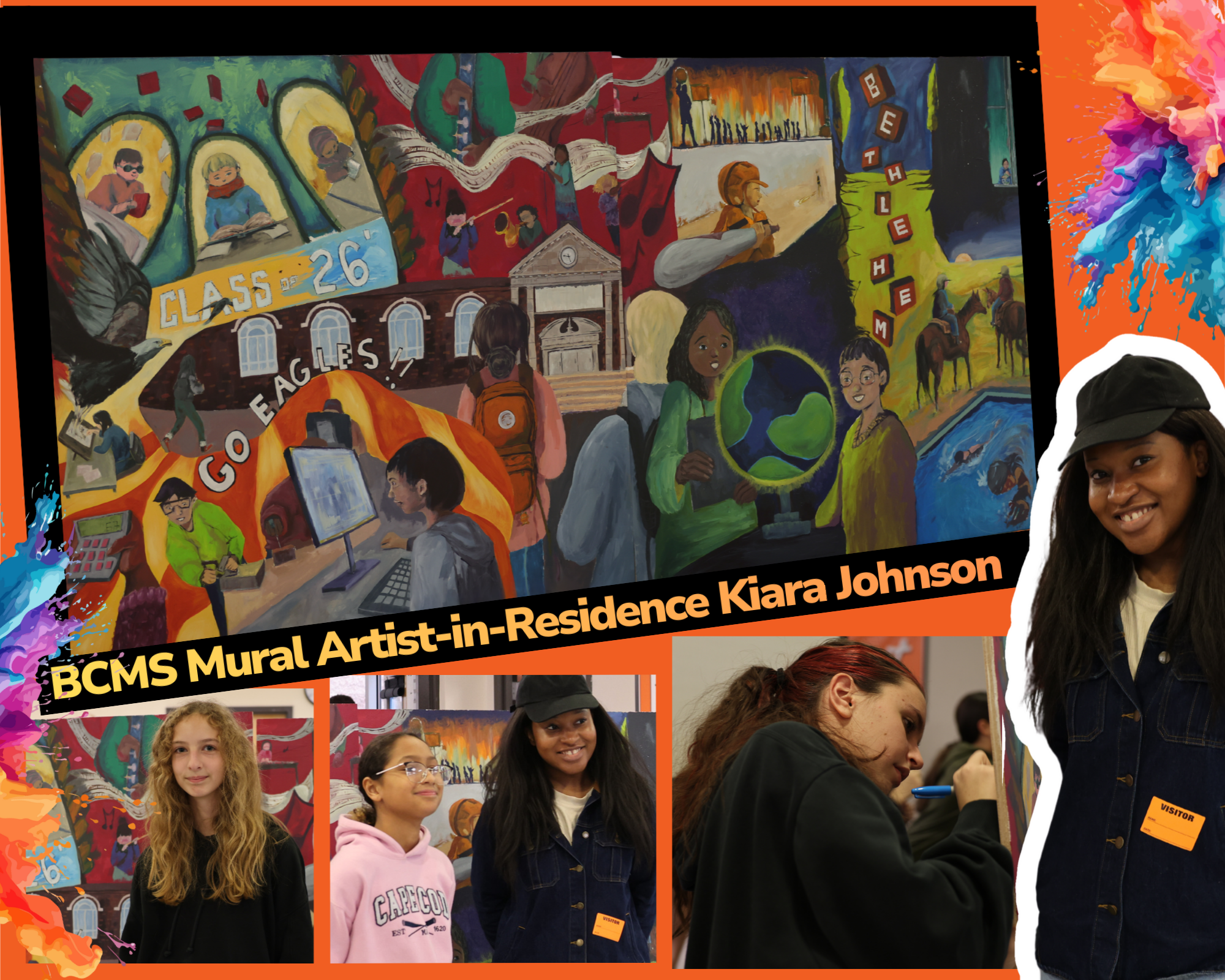 photo collage of mural unveiling