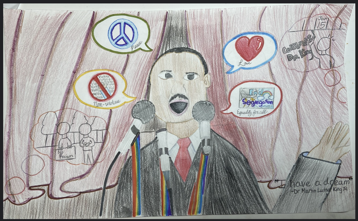student artwork featuring Dr. Martin Luther King, Jr.
