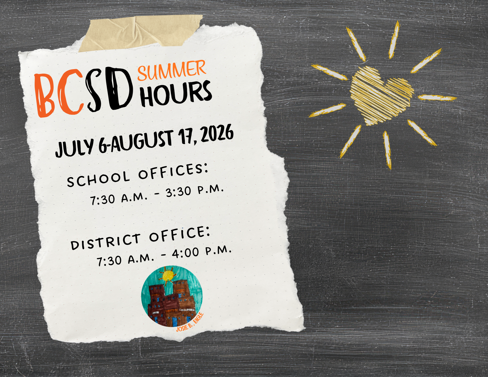 Image stating summer hours