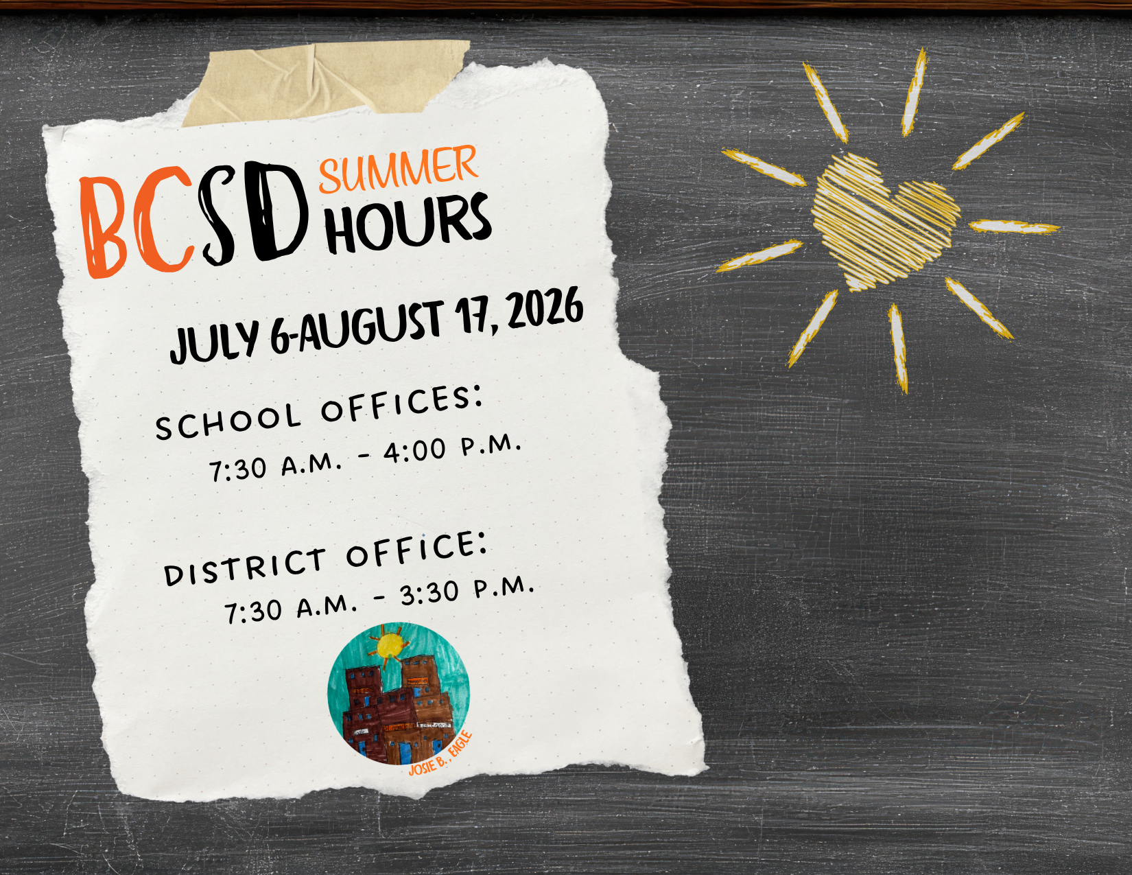 Image advertising the district's summer hours