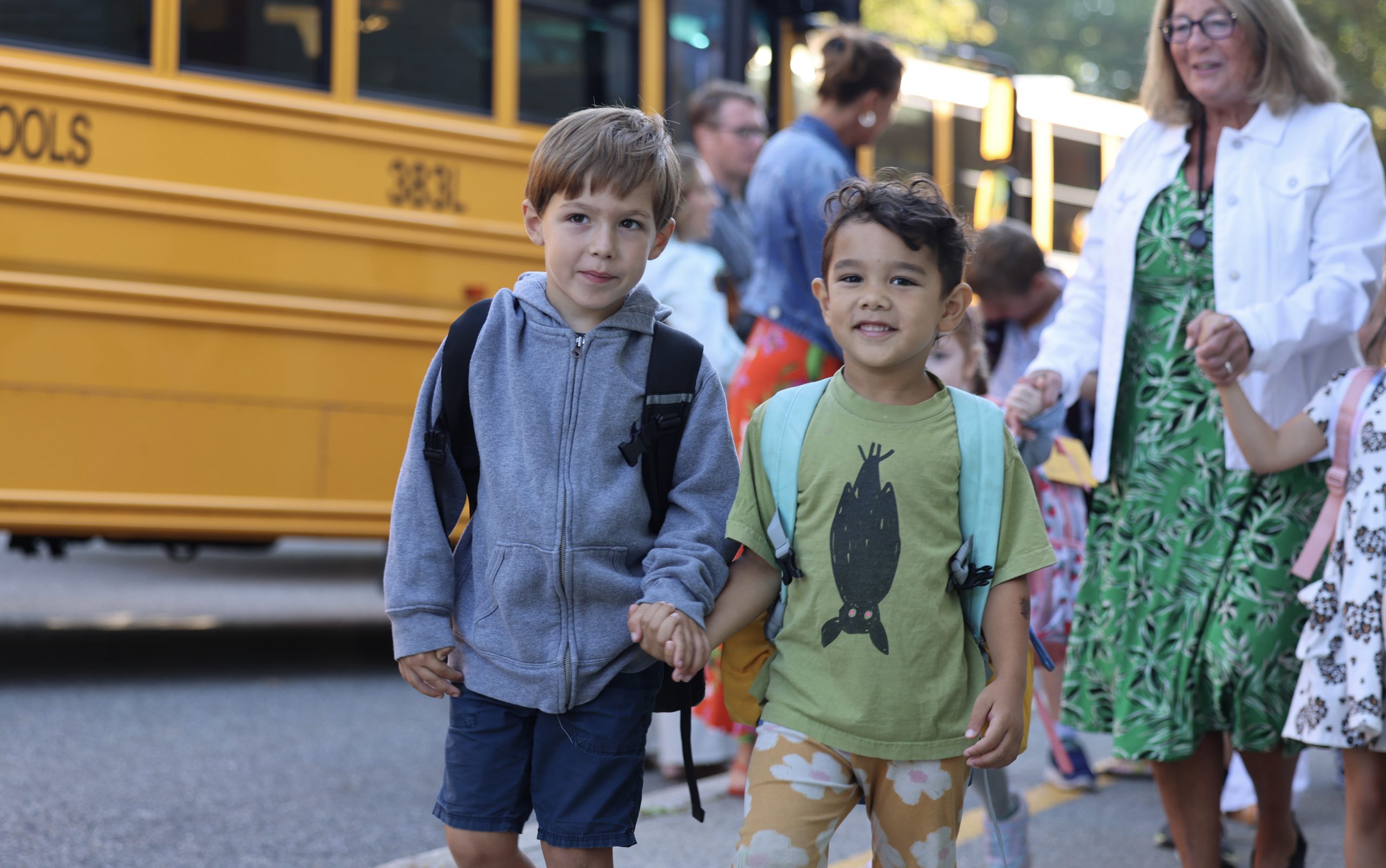 students arrive at school